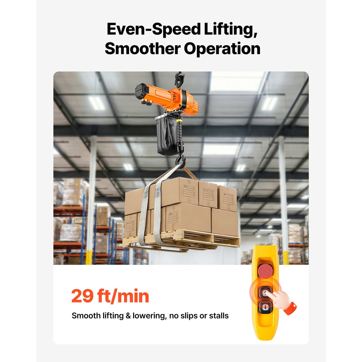 2200 lbs Electric Chain Hoist, 10 ft Lifting Height, 120V Single Phase Overhead Crane with 10 ft Wired Remote Control, G100 Chain Electric Lift Hoist for Factories, Warehouses, Garages