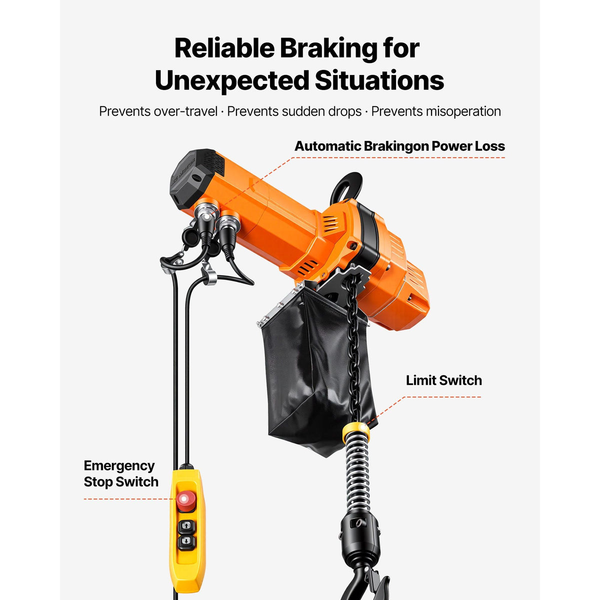 2200 lbs Electric Chain Hoist, 10 ft Lifting Height, 120V Single Phase Overhead Crane with 10 ft Wired Remote Control, G100 Chain Electric Lift Hoist for Factories, Warehouses, Garages