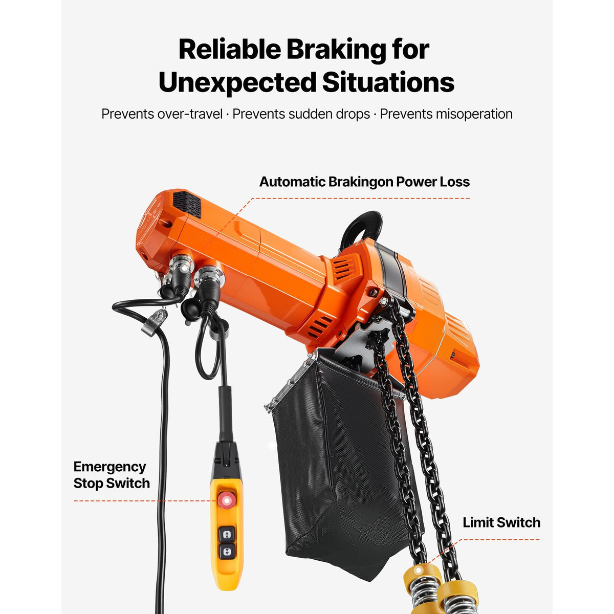2200 lbs Electric Chain Hoist, 10 ft Lifting Height, 120V Single Phase Overhead Crane with 328 ft Wireless & 8 ft Wired Remote Control, Power Electric Hoist for Factories, Warehouses, Garages