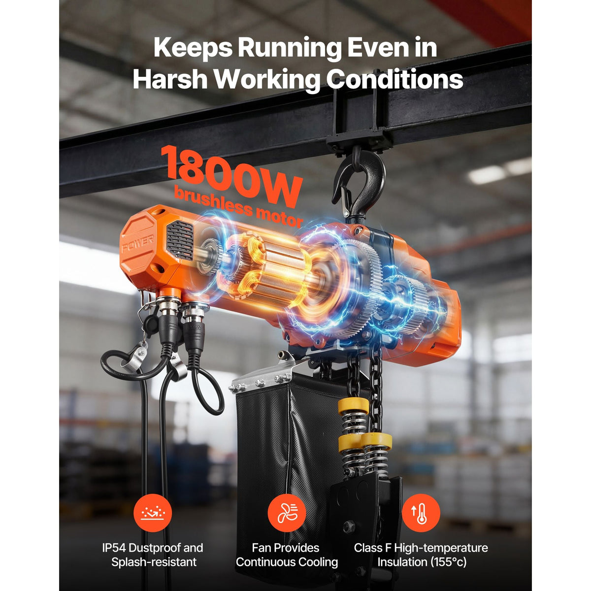 2200 lbs Electric Chain Hoist, 20 ft Lifting Height, 120V Single Phase Overhead Crane with 15 ft Wired Remote Control, G100 Chain Electric Lift Hoist for Factories, Warehouses, Garages