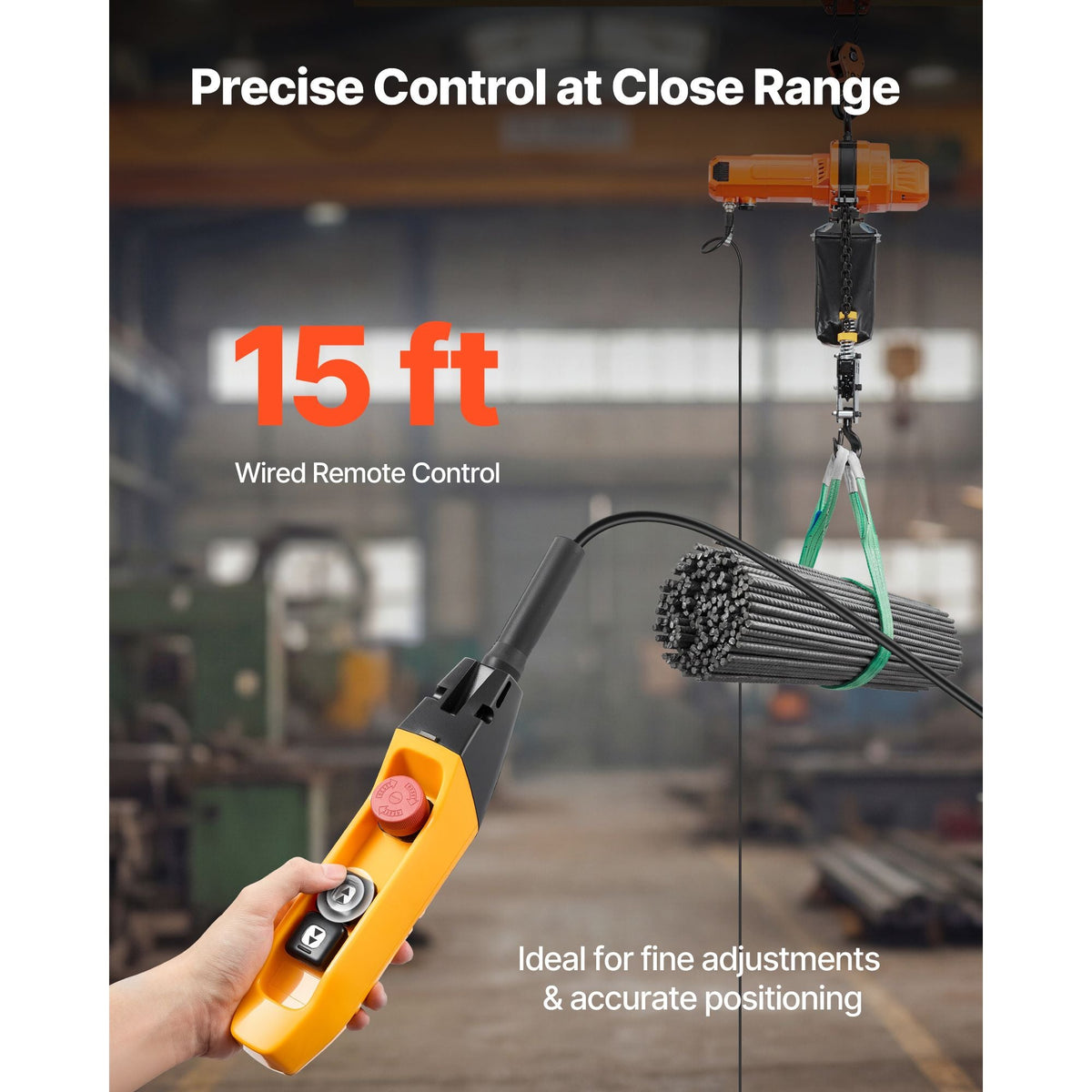 2200 lbs Electric Chain Hoist, 20 ft Lifting Height, 120V Single Phase Overhead Crane with 15 ft Wired Remote Control, G100 Chain Electric Lift Hoist for Factories, Warehouses, Garages
