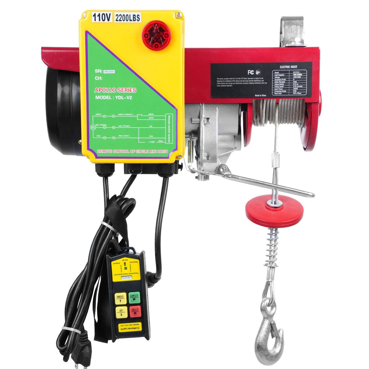 2200 lbs Wireless Attic Lift, 1600W 110V Electric Hoist with Wireless Remote Control, 40ft Single Cable Lifting Height & Pure Copper Motor, for Garage Warehouse Factory