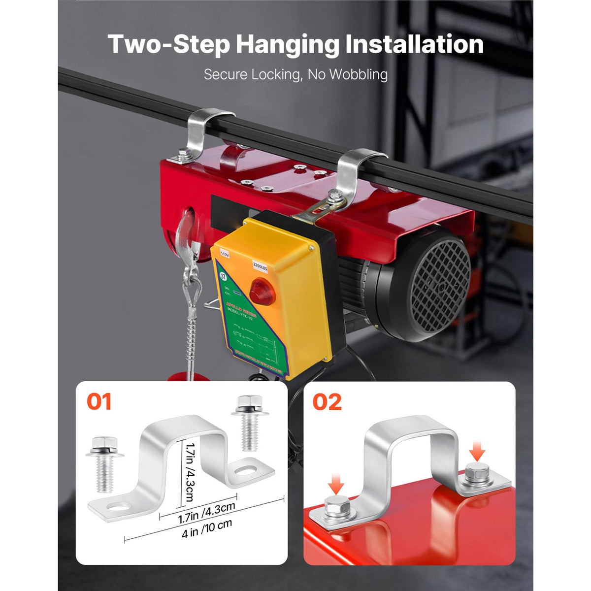 2200 lbs Wireless Attic Lift, 1600W 110V Electric Hoist with Wireless Remote Control, 40ft Single Cable Lifting Height & Pure Copper Motor, for Garage Warehouse Factory