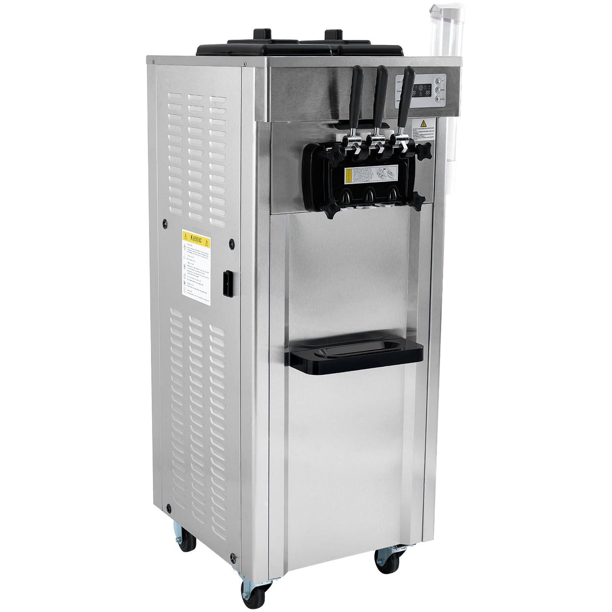 2200W Commercial Soft Ice Cream Machine 3 Flavors 5.3 to 7.4Gallon per Hour PreCooling at Night Auto Clean LCDPanel for Restaurants Snack Bar, Sliver