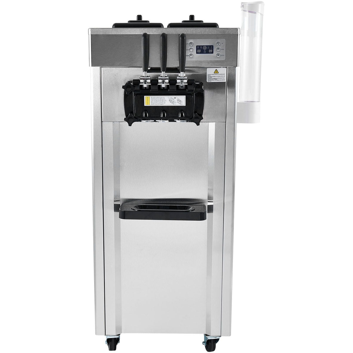 2200W Commercial Soft Ice Cream Machine 3 Flavors 5.3 to 7.4Gallon per Hour PreCooling at Night Auto Clean LCDPanel for Restaurants Snack Bar, Sliver
