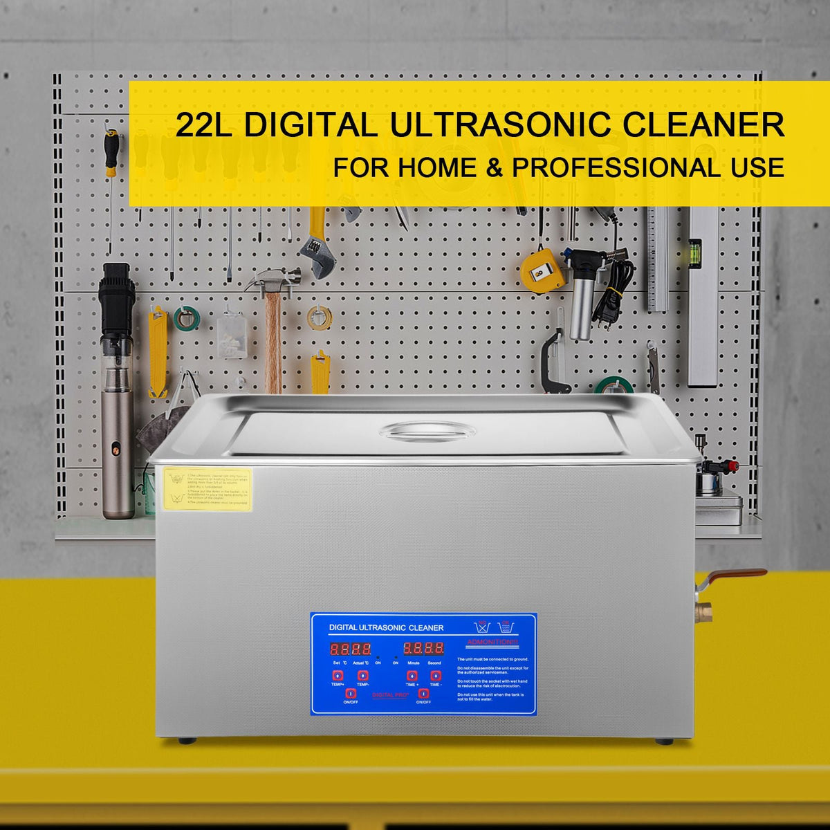 22L Industrial Ultrasonic Cleaner with Digital Timer&Heater 40kHz Professional Ultrasonic Cleaner 110V with Excellent Cleaning Effect for Wrench Tools Industrial Parts Mental Apparatus