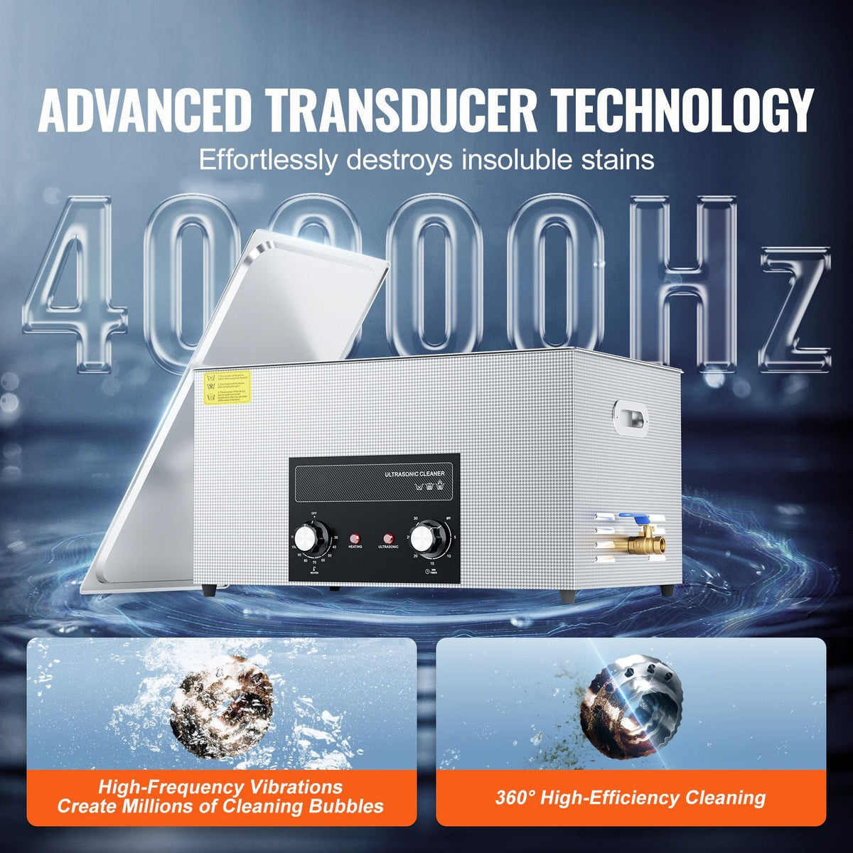 22L Ultrasonic Cleaner with Heater Timer & Basket, Professional Digital Sonic Cavitation Machine, 480W Cleaning Machine for Lab Tools, Metal Parts, Carburetor, Brass, Auto Parts, Engine Parts