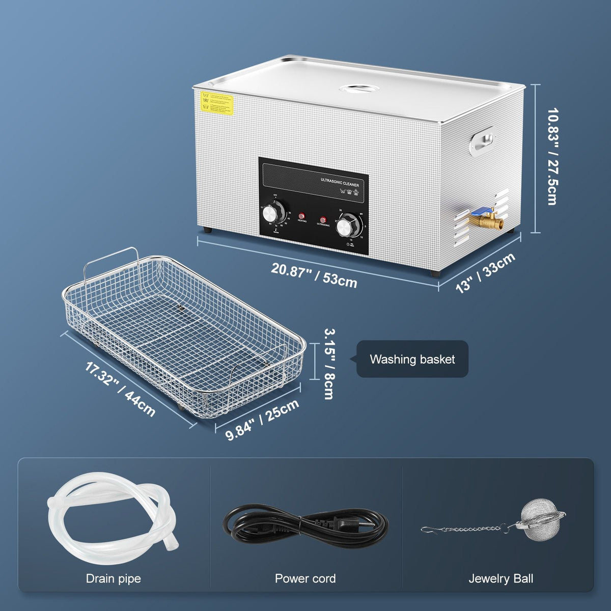 22L Ultrasonic Cleaner with Heater Timer & Basket, Professional Digital Sonic Cavitation Machine, 480W Cleaning Machine for Lab Tools, Metal Parts, Carburetor, Brass, Auto Parts, Engine Parts