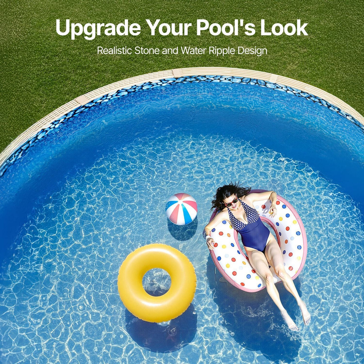 24-ft Round Above Ground Pool Liner, Unibead Pool Liners, Standard Gauge, 52inch Wall Height, Designed for Steel Sided Above-Ground Swimming Pools
