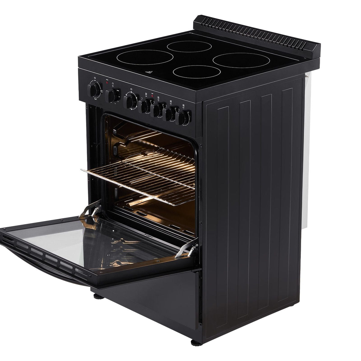 24 in Electric Range Oven, 2.7 Cu. Ft. Capacity Compact Freestanding Oven, Stainless Steel Kitchen Stove with 4 Burners, Easy Reach Rack, Storage Drawer, Drip Pan, Indicator Light(No Power Cord)