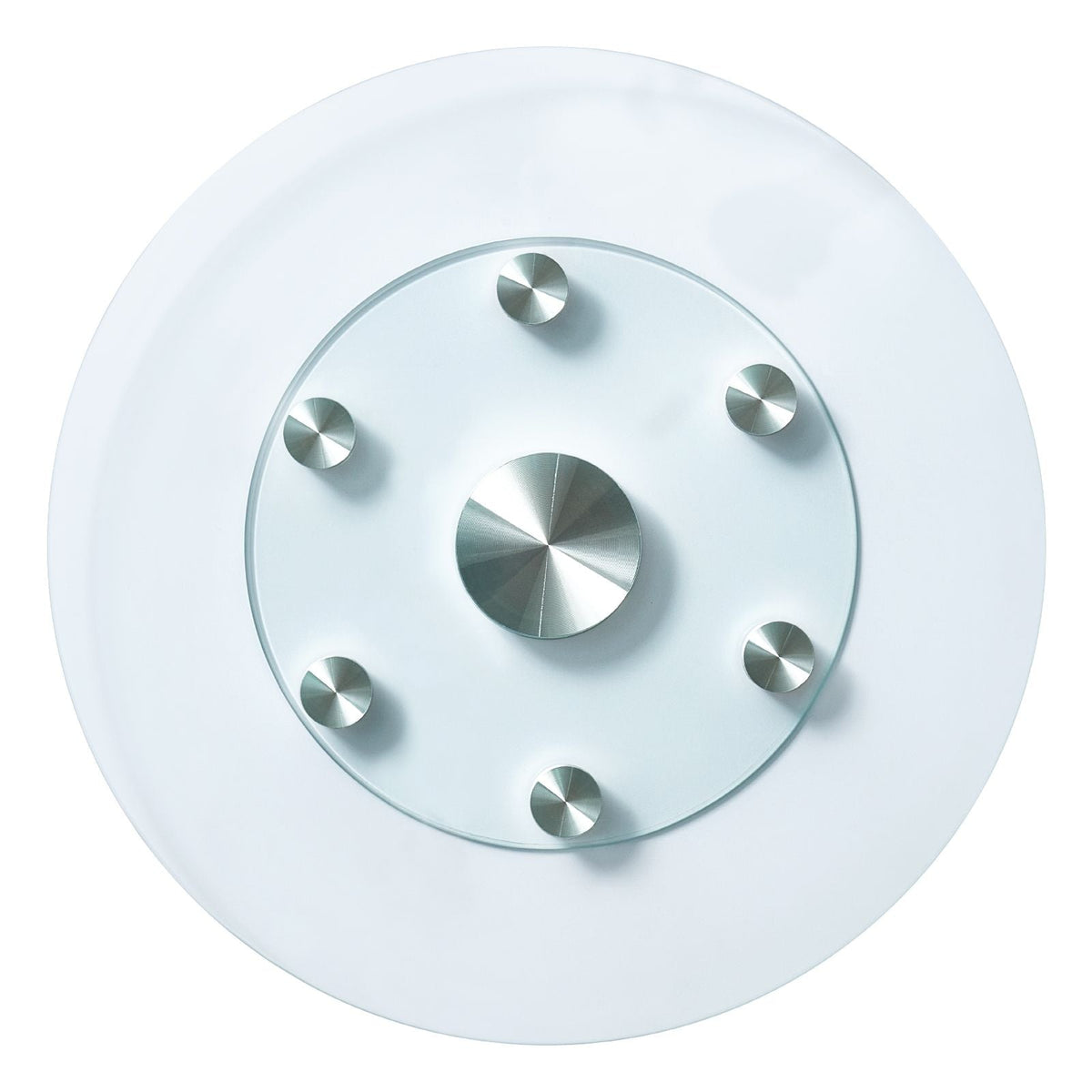 24 in Glass Lazy Susan Turntable, Tempered Glass Dining Table Centerpiece with 6 Rotating Wheels, 360° Smooth and Silent Spin Tabletop Rotating Tray, for Family Gatherings, Banquets & Weddings