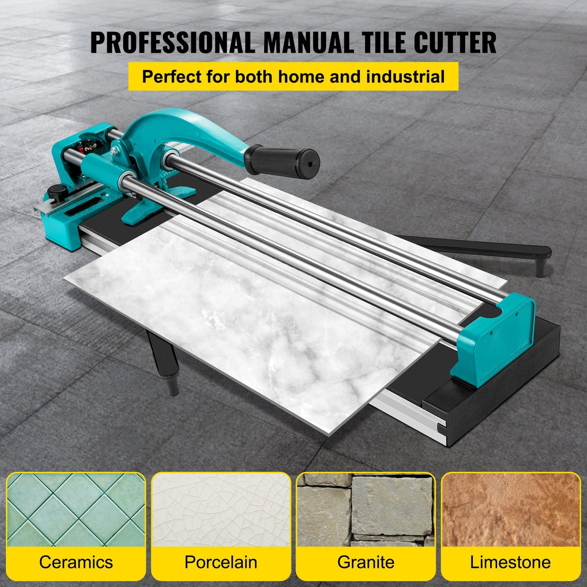 24 Inch Manual Tile Cutter Double Rails, Professional Tile Cutter W/Alloy Cutting Wheel for Porcelain and Ceramic Tiles