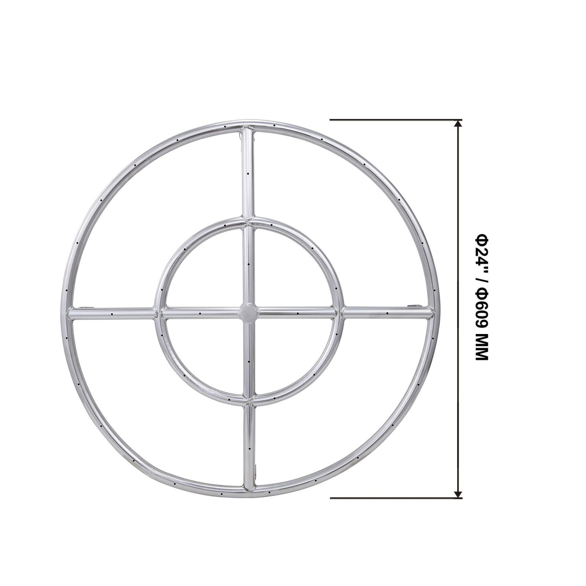 24 inch Round Drop-in Fire Pit Pan, Stainless Steel Fire Pit Burner, Natural & Propane Gas Fire Pan 92,000 BTU, for Indoor or Outdoor Use