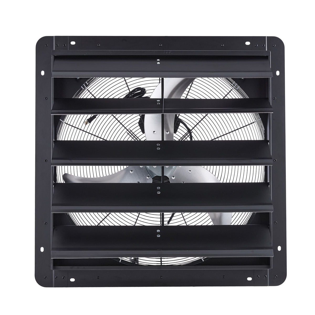 24 inch Shutter Exhaust Fan, Wall Mounted Attic Vent Fan with Variable Speed Controller, 4800 CFM, AC Motor, Heavy-duty Steel, Low Noise for Shed, Garage, Greenhouse Ventilation Cooling, Black