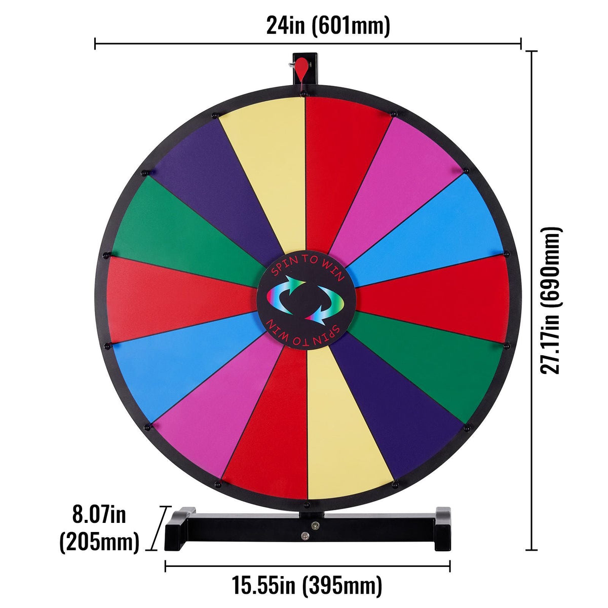 24 inch Spinning Prize Wheel, 14 Slots Tabletop Spinner, Heavy Duty Roulette Wheel with a Dry Erase and 2 Markers, Win Fortune Spin Games in Party Pub Trade Show Carnival