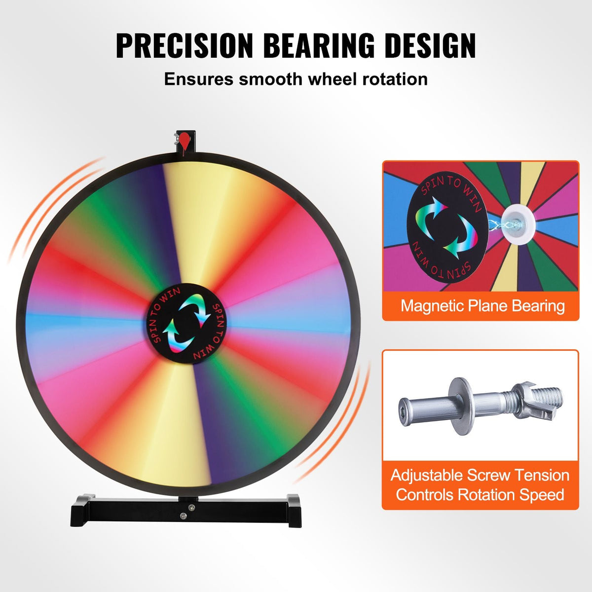 24 inch Spinning Prize Wheel, 14 Slots Tabletop Spinner, Heavy Duty Roulette Wheel with a Dry Erase and 2 Markers, Win Fortune Spin Games in Party Pub Trade Show Carnival