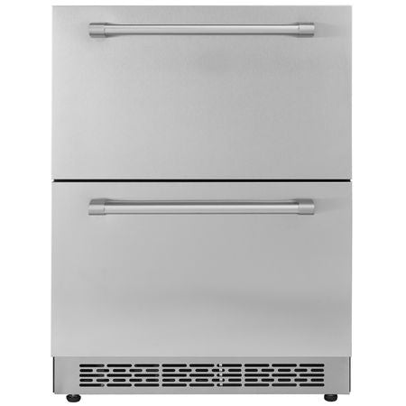 24 inch Undercounter Refrigerator, 2 Drawer Refrigerator with Different Temperature, 4.87 Cu.ft. Capacity, Waterproof Indoor and Outdoor Under Counter Freezer Fridge for Home and Commercial Use