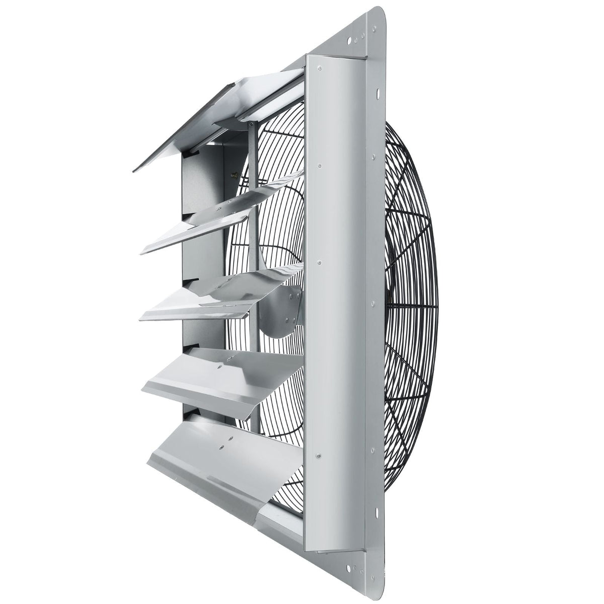 24'' Shutter Exhaust Fan, High-speed 3320 CFM, Aluminum Wall Mount Attic Fan with AC-motor, Ventilation and Cooling for Greenhouses, Garages, Sheds, Shops, FCC