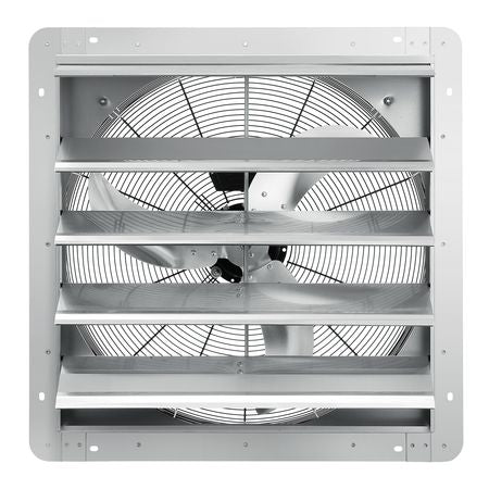 24'' Shutter Exhaust Fan, High-speed 3320 CFM, Aluminum Wall Mount Attic Fan with AC-motor, Ventilation and Cooling for Greenhouses, Garages, Sheds, Shops, FCC