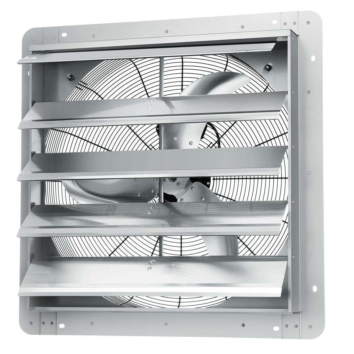 24'' Shutter Exhaust Fan, High-speed 3320 CFM, Aluminum Wall Mount Attic Fan with AC-motor, Ventilation and Cooling for Greenhouses, Garages, Sheds, Shops, FCC
