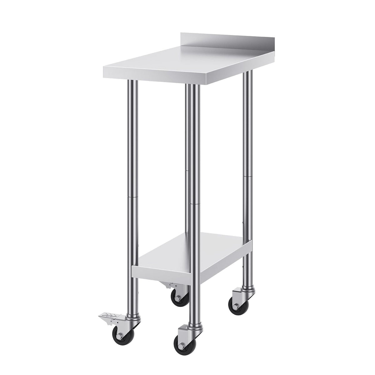 24 x 15 x 40 Inch Stainless Steel Work Table, Commercial Food Prep Worktable with Casters, Heavy Duty Prep Worktable, Metal Work Table with Adjustable Height for Restaurant, Home and Hotel