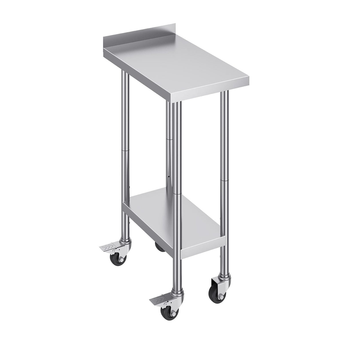 24 x 15 x 40 Inch Stainless Steel Work Table, Commercial Food Prep Worktable with Casters, Heavy Duty Prep Worktable, Metal Work Table with Adjustable Height for Restaurant, Home and Hotel