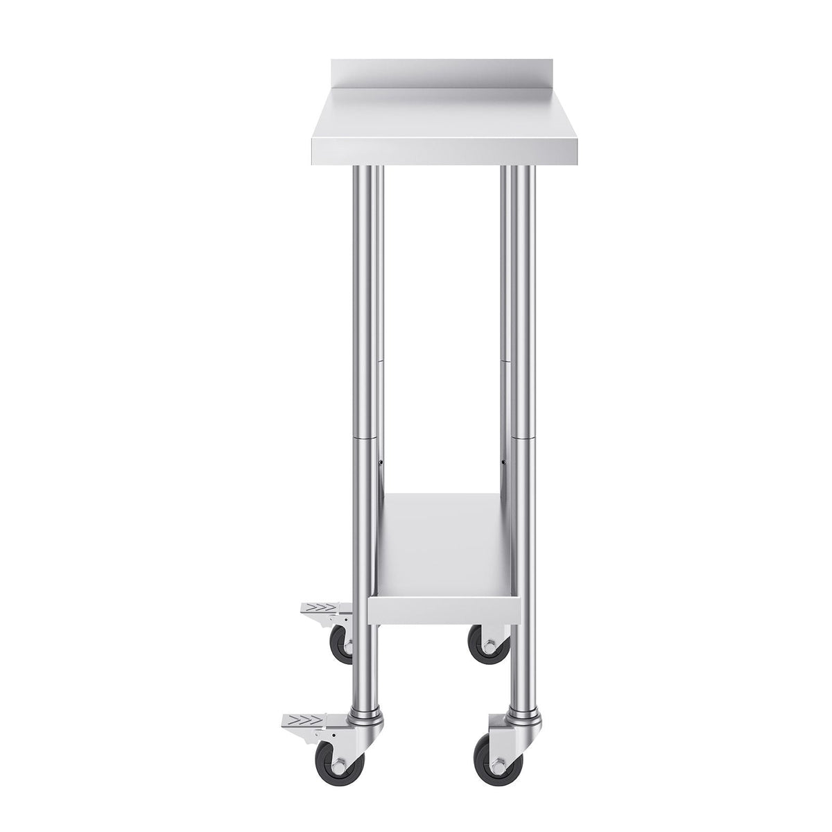 24 x 15 x 40 Inch Stainless Steel Work Table, Commercial Food Prep Worktable with Casters, Heavy Duty Prep Worktable, Metal Work Table with Adjustable Height for Restaurant, Home and Hotel