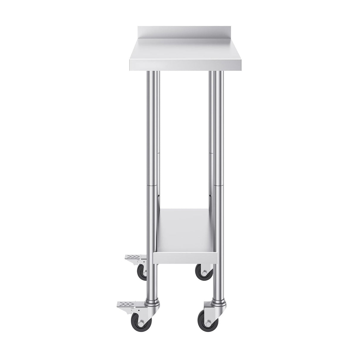 24 x 15 x 40 Inch Stainless Steel Work Table, Commercial Food Prep Worktable with Casters, Heavy Duty Prep Worktable, Metal Work Table with Adjustable Height for Restaurant, Home and Hotel