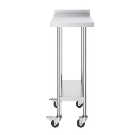 24 x 15 x 40 Inch Stainless Steel Work Table, Commercial Food Prep Worktable with Casters, Heavy Duty Prep Worktable, Metal Work Table with Adjustable Height for Restaurant, Home and Hotel