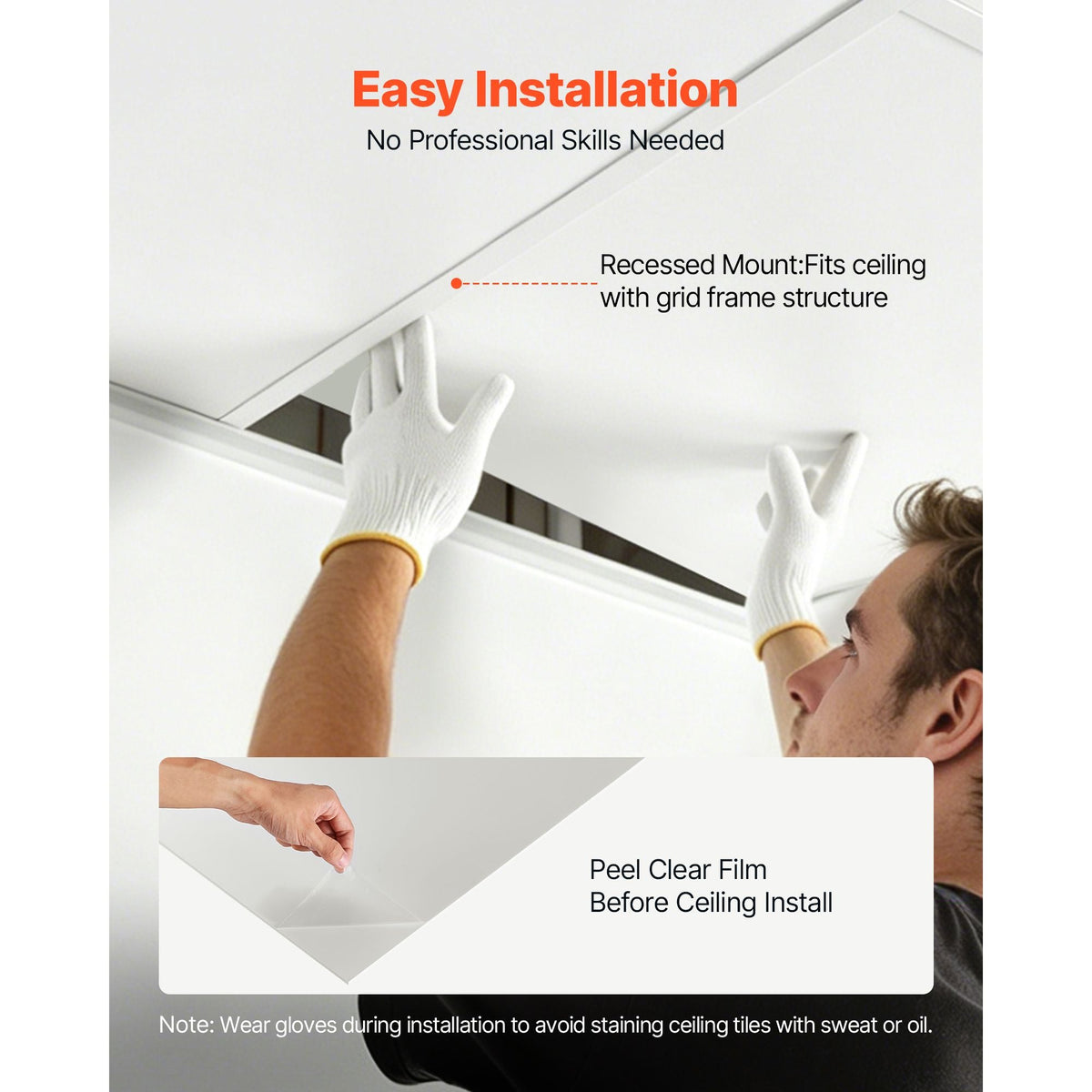 24 x 24 in PVC Ceiling Tiles 12-Pack Drop Ceiling Panels White, PVC Foam Board, Grid Fit, Water-Resistant, Flexible Cut, Easy to Clean, Modern Decorative for Home,Office,Kitchen,Living Room
