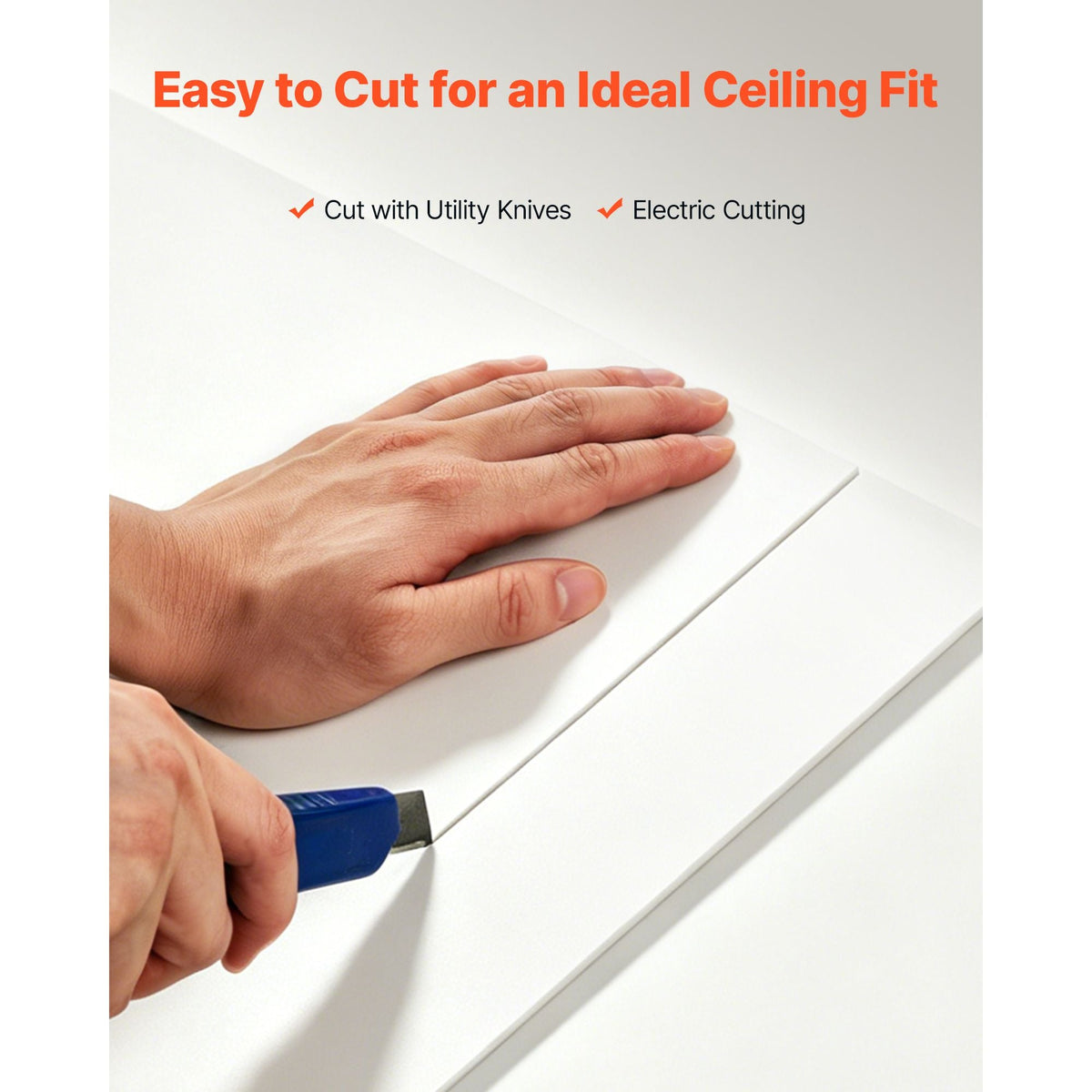 24 x 24 in PVC Ceiling Tiles 12-Pack Drop Ceiling Panels White, PVC Foam Board, Grid Fit, Water-Resistant, Flexible Cut, Easy to Clean, Modern Decorative for Home,Office,Kitchen,Living Room