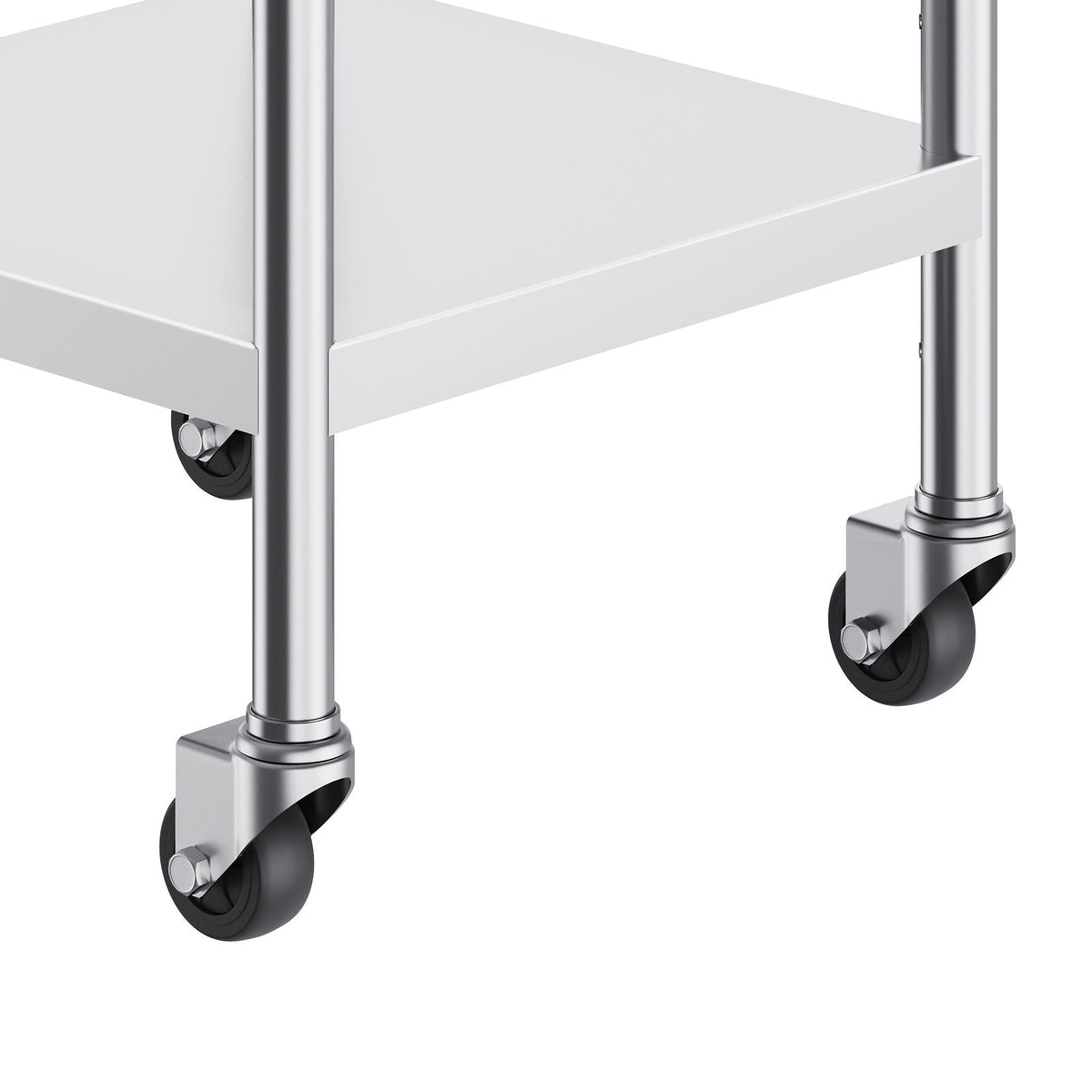 24 x 24 x 40 Inch Stainless Steel Work Table, Commercial Food Prep Worktable with Casters, Heavy Duty Prep Worktable, Metal Work Table with Adjustable Height for Restaurant, Home and Hotel