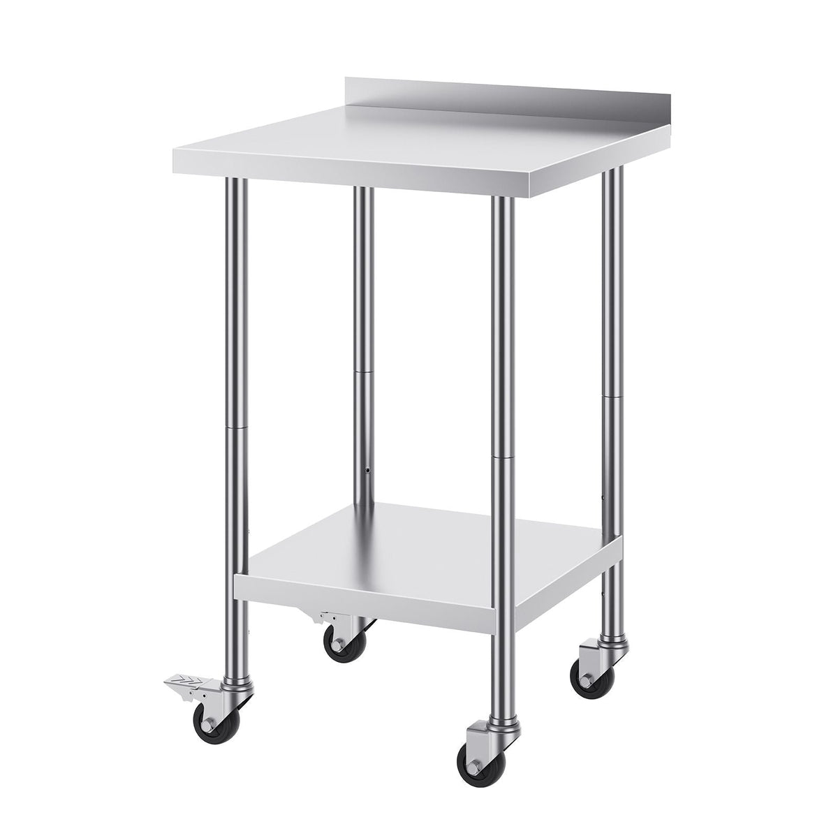 24 x 24 x 40 Inch Stainless Steel Work Table, Commercial Food Prep Worktable with Casters, Heavy Duty Prep Worktable, Metal Work Table with Adjustable Height for Restaurant, Home and Hotel