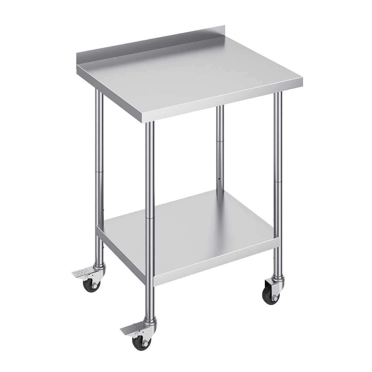 24 x 30 x 40 Inch Stainless Steel Work Table, Commercial Food Prep Worktable with Casters, Heavy Duty Prep Worktable, Metal Work Table with Adjustable Height for Restaurant, Home and Hotel