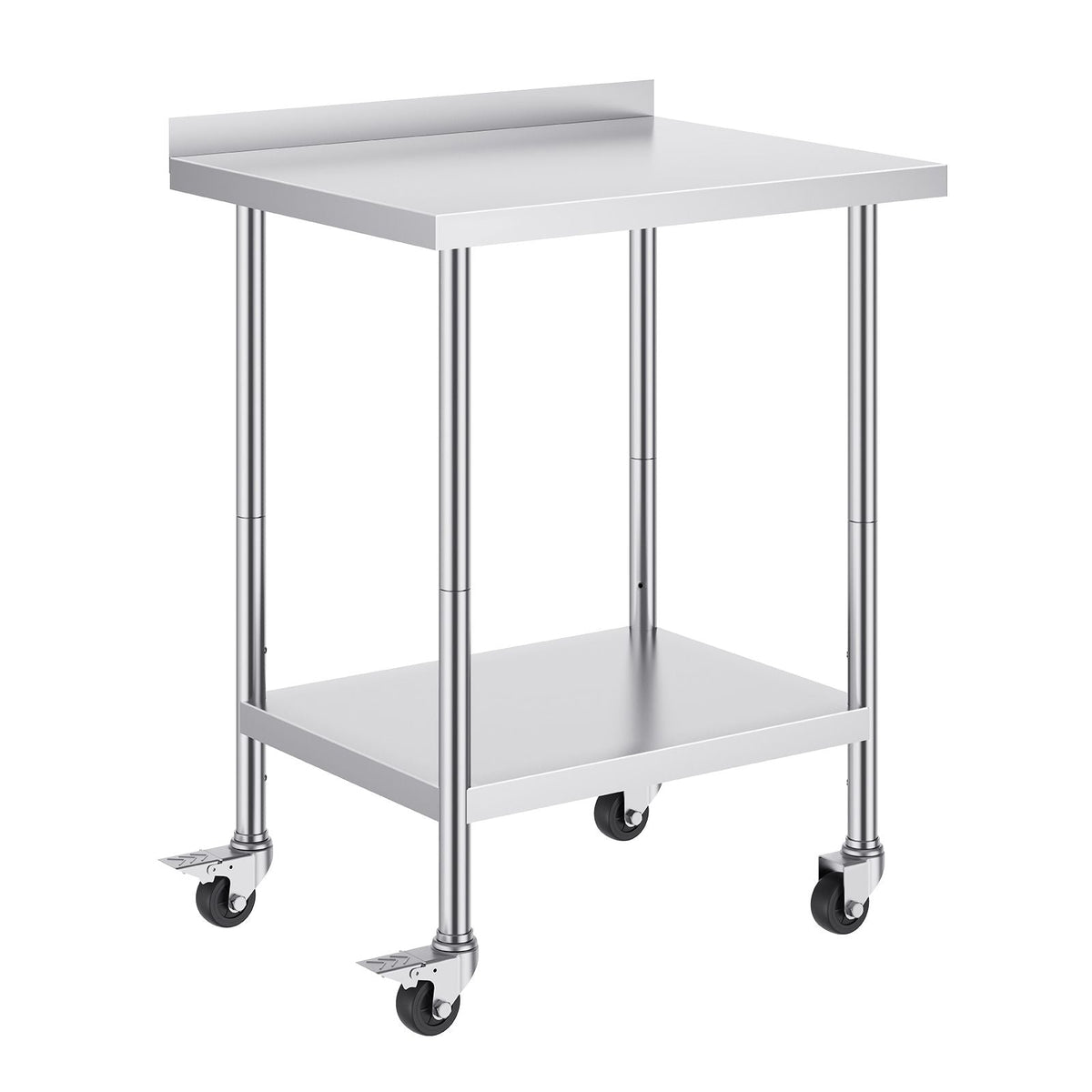 24 x 30 x 40 Inch Stainless Steel Work Table, Commercial Food Prep Worktable with Casters, Heavy Duty Prep Worktable, Metal Work Table with Adjustable Height for Restaurant, Home and Hotel