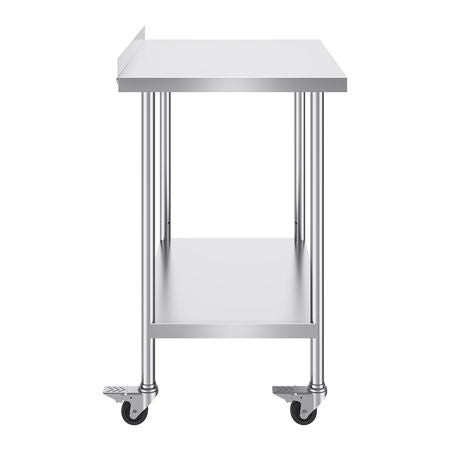 24 x 36 x 40 Inch Stainless Steel Work Table, Commercial Food Prep Worktable with Casters, Heavy Duty Prep Worktable, Metal Work Table with Adjustable Height for Restaurant, Home and Hotel