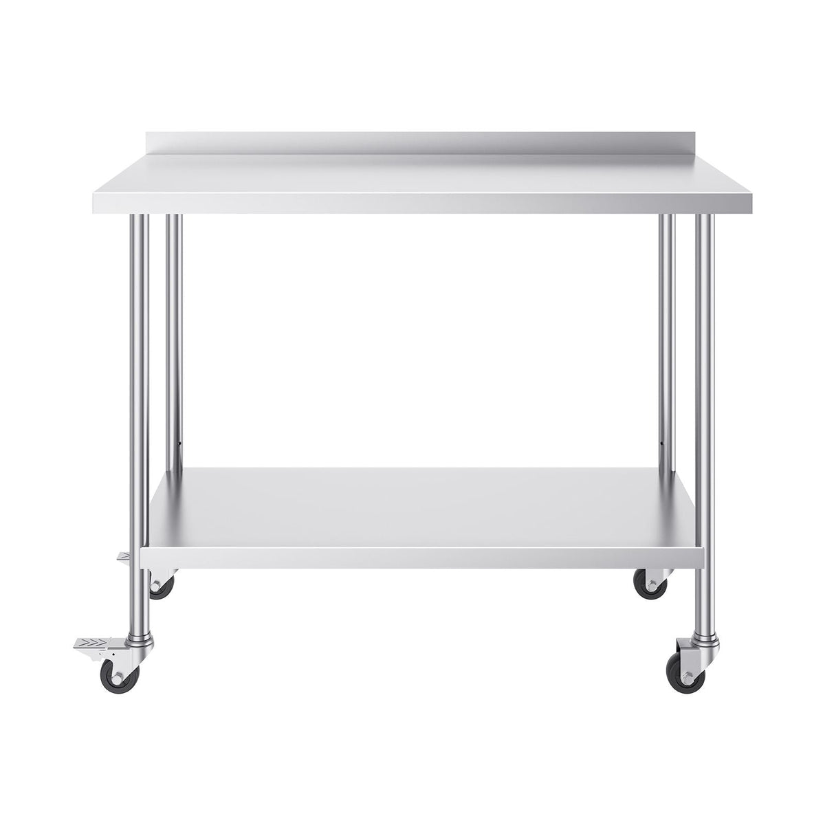 24 x 48 x 40 Inch Stainless Steel Work Table, Commercial Food Prep Worktable with Casters, Heavy Duty Prep Worktable, Metal Work Table with Adjustable Height for Restaurant, Home and Hotel