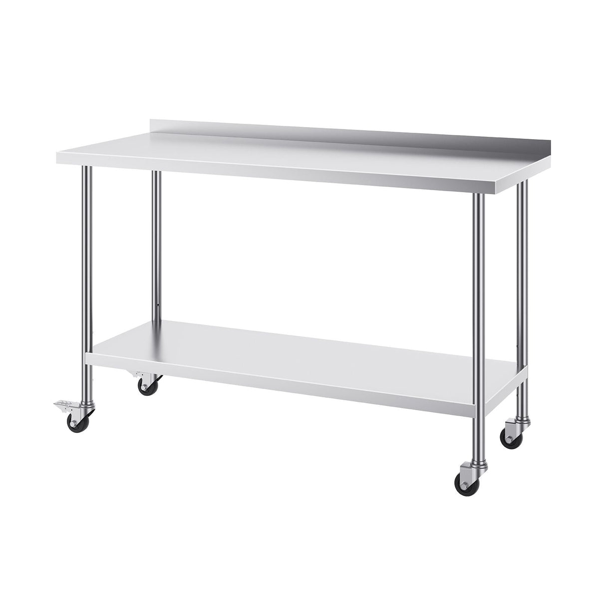 24 x 60 x 40 Inch Stainless Steel Work Table, Commercial Food Prep Worktable with Casters, Heavy Duty Prep Worktable, Metal Work Table with Adjustable Height for Restaurant, Home and Hotel