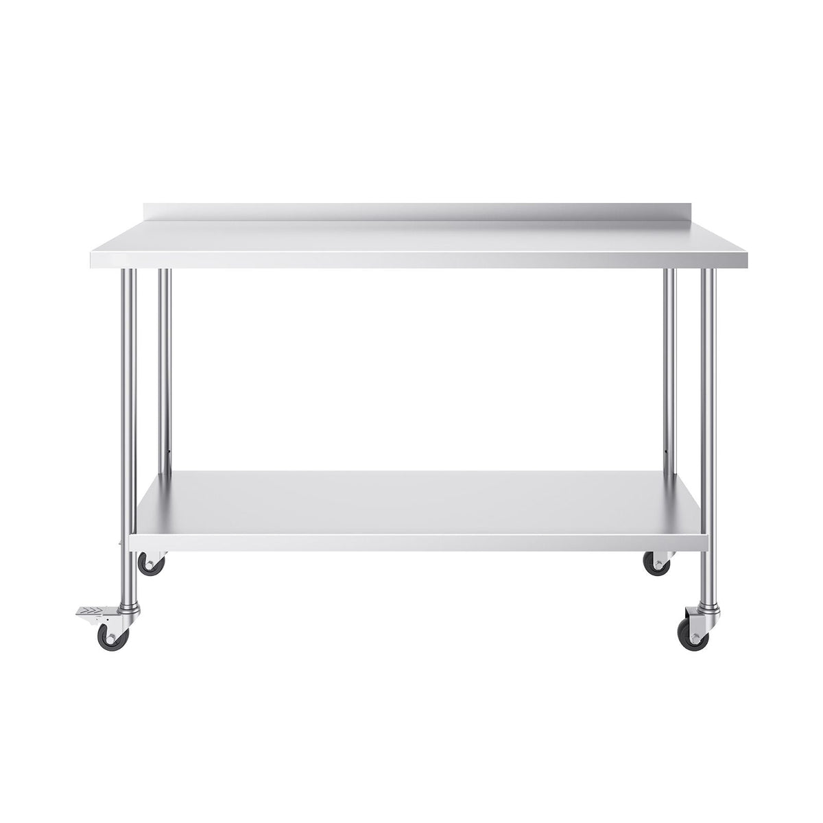 24 x 60 x 40 Inch Stainless Steel Work Table, Commercial Food Prep Worktable with Casters, Heavy Duty Prep Worktable, Metal Work Table with Adjustable Height for Restaurant, Home and Hotel