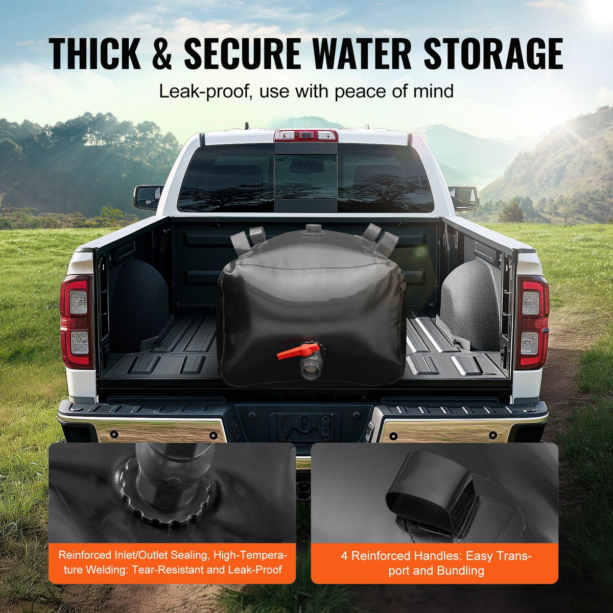 240L/63.4 Gallon Water Storage Bladder, Portable RV Water Tank, 1000D PVC Collapsible Water Storage Containers, Soft Water Storage Bag, Water Bladder, Fire Prevention, Camping, Emergency Water