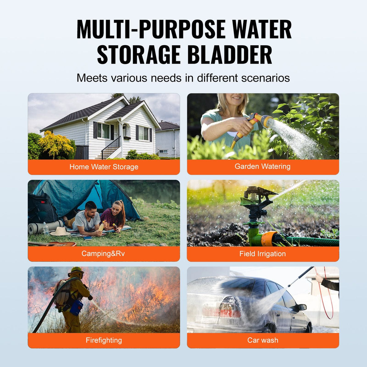 240L/63.4 Gallon Water Storage Bladder, Portable RV Water Tank, 1000D PVC Collapsible Water Storage Containers, Soft Water Storage Bag, Water Bladder, Fire Prevention, Camping, Emergency Water