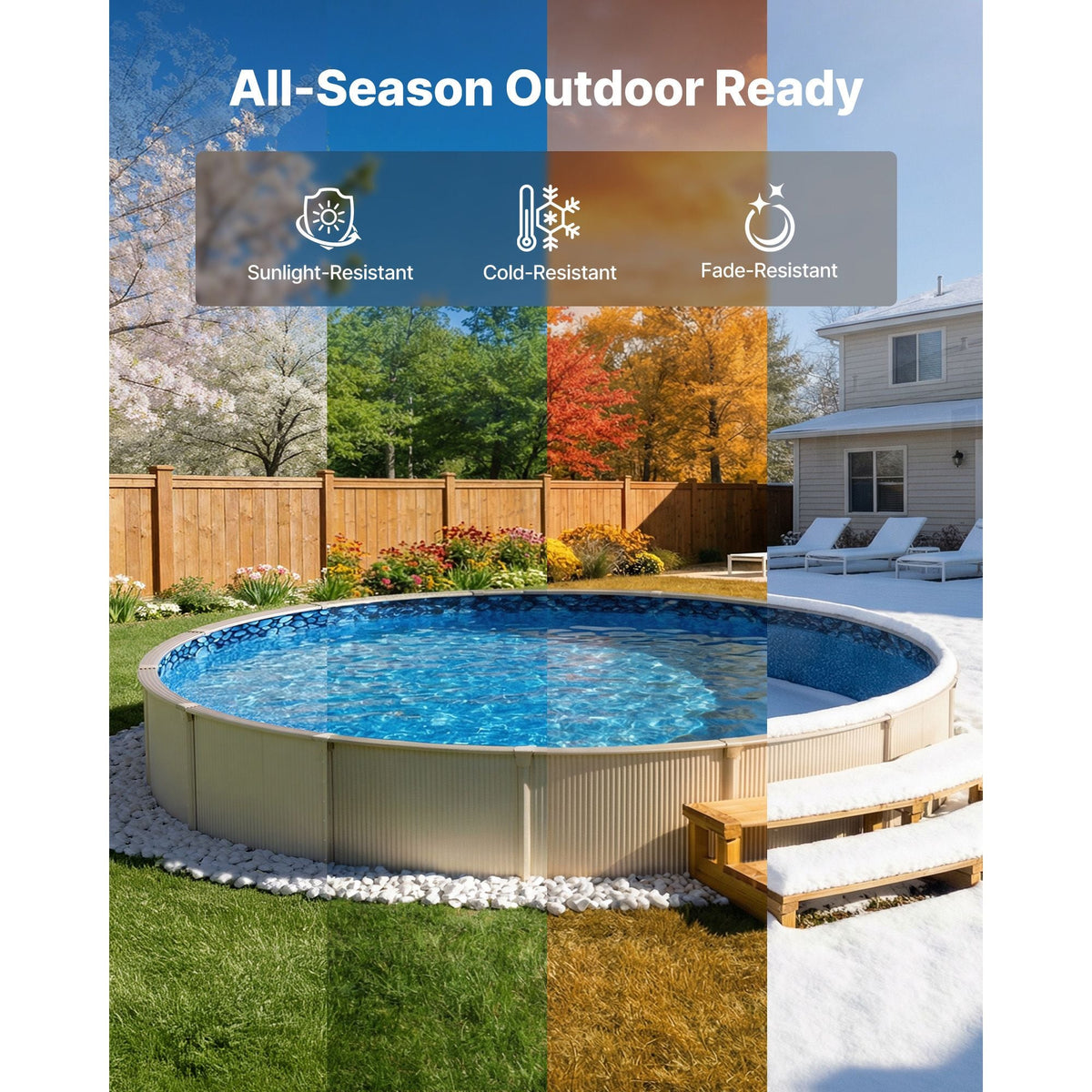 24ft Pool Liner, Round Overlap Swimming Pool Liner for 52 in Wall Height, Premium Vinyl, Easy Install with Leak-Proof Patches, Designed for Steel Sided Above-Ground,Outdoor, Boulder Swirl
