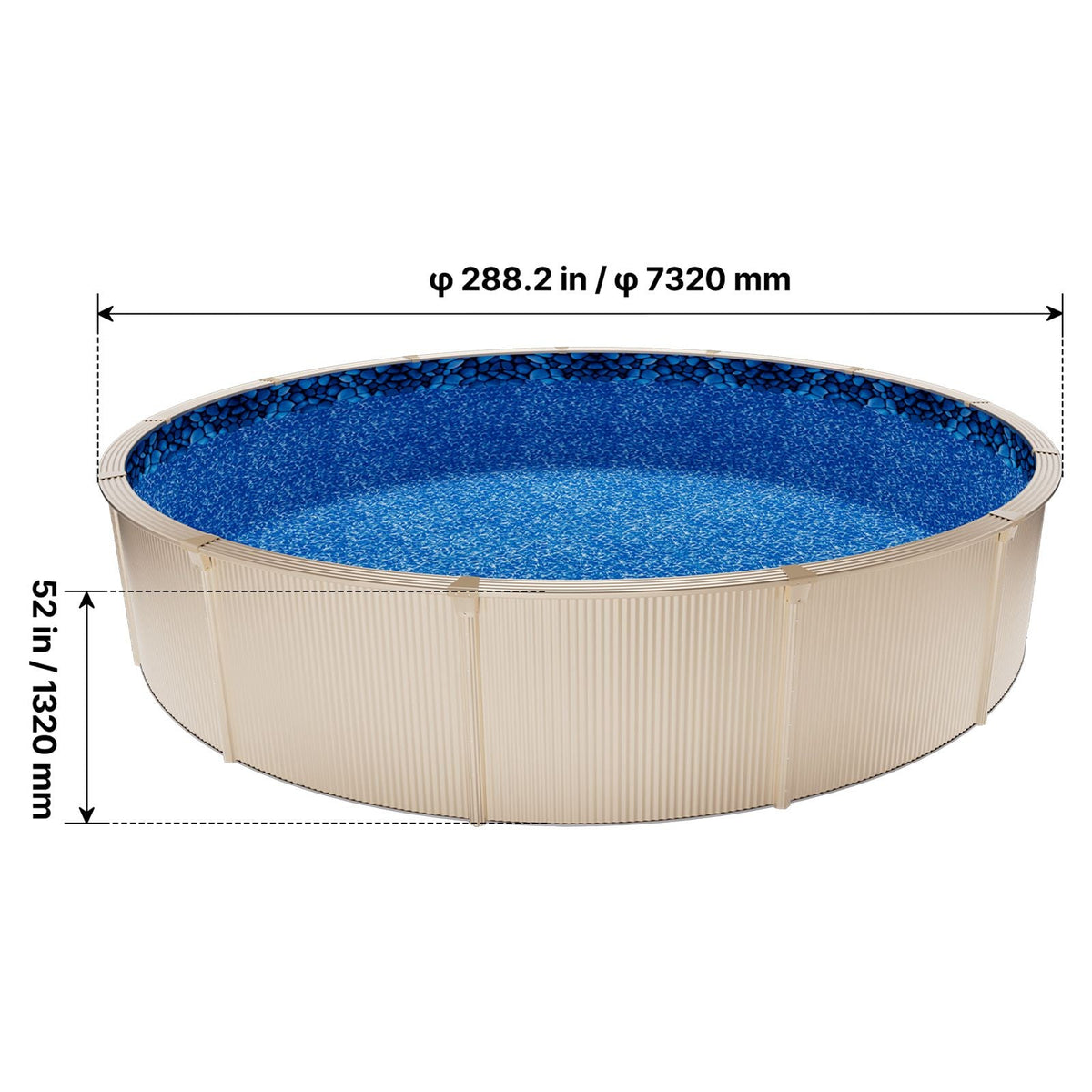 24ft Pool Liner, Round UniBead Swimming Pool Liner for 52 in Wall Height, Premium Vinyl, Easy Install with Leak-Proof Patches, Designed for Steel Sided Above-Ground,Outdoor, Boulder Swirl
