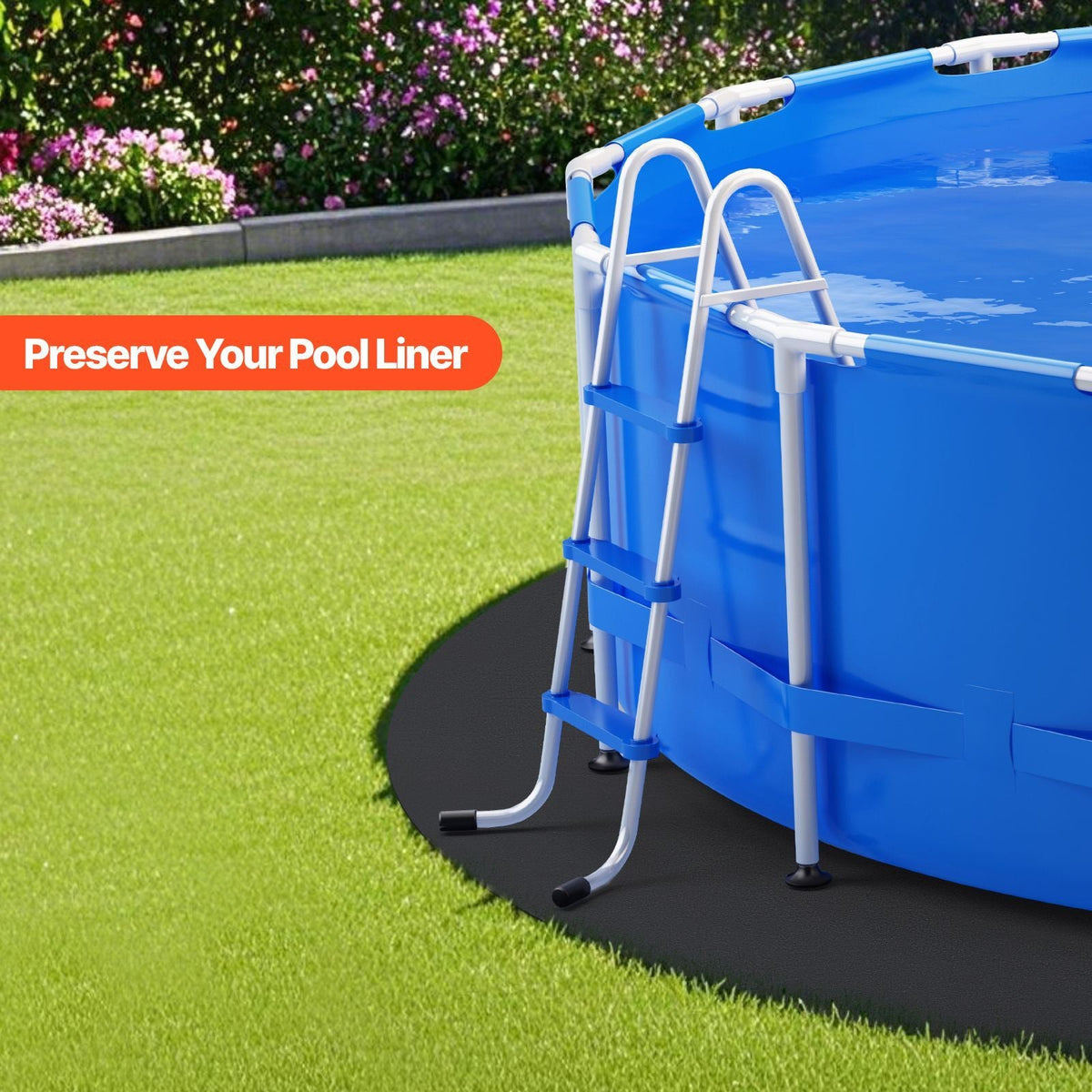 24ft Round Pool Liner Pad, Pool Liner Pad for Above Ground Swimming Pools, Extra-Thick Pool Mat, Prevents Punctures, Recycled Geotextile Material Underlayment Pad, Extend Liner Life
