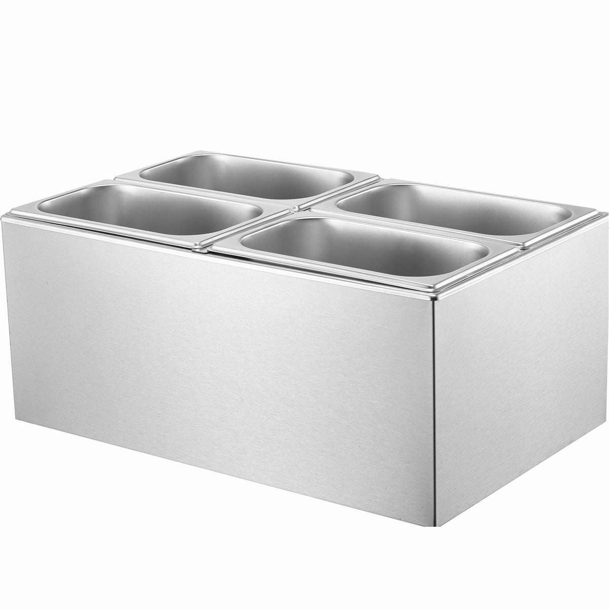 24QT Commercial Food Warmer, 4-Pan Electric Steam Table, 1200W Professional Countertop Stainless Steel Buffet Bain Marie with 86-185 Fahrenheit Temp Control