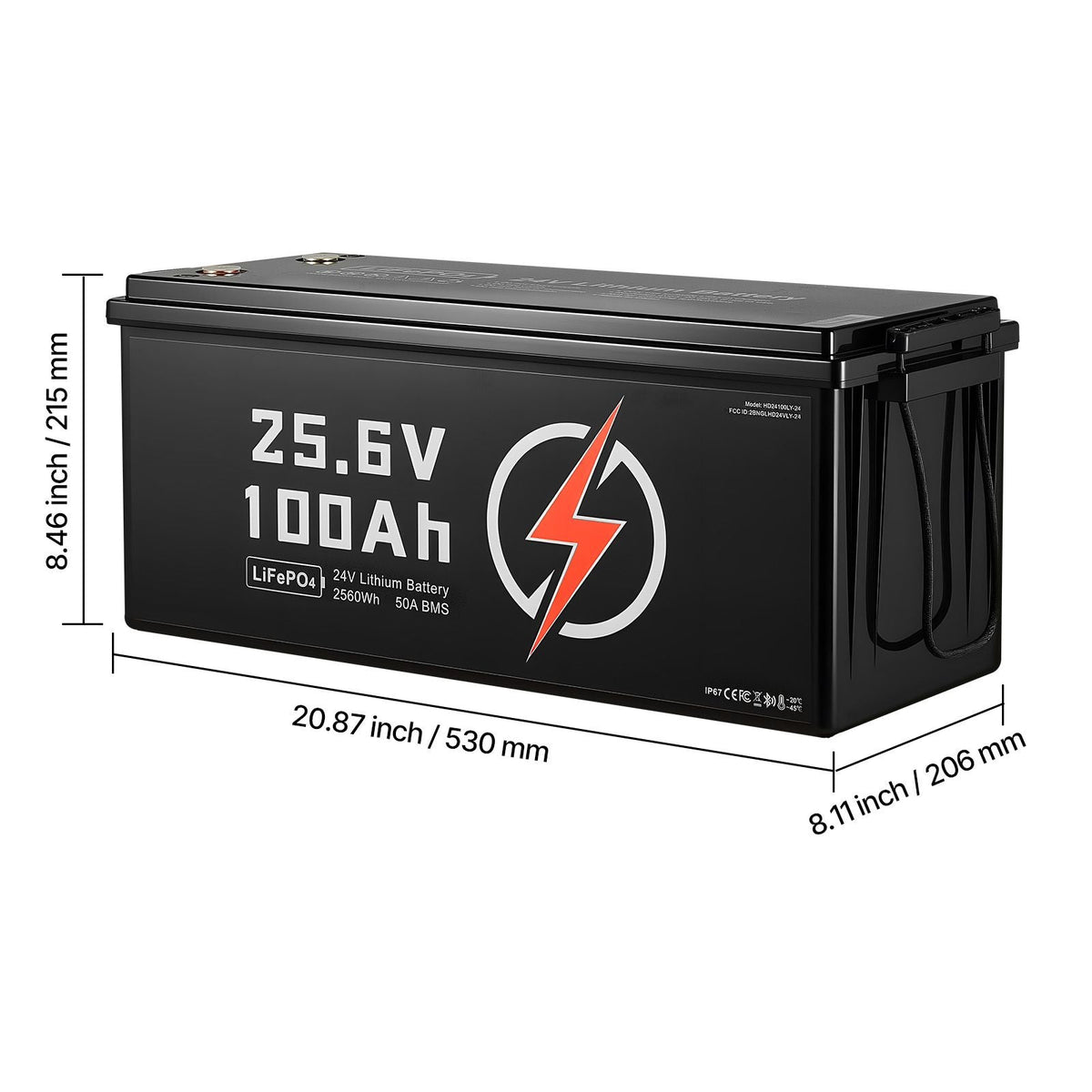24V 100Ah LiFePO4 Lithium Battery, Bluetooth, Deep Cycle Lithium Rechargeable Battery, Built-in 50A BMS, Low Temp Protection, 4000+ Cycles, Max. 2560Wh, for RV, Camper, Trolling Motors, Marine