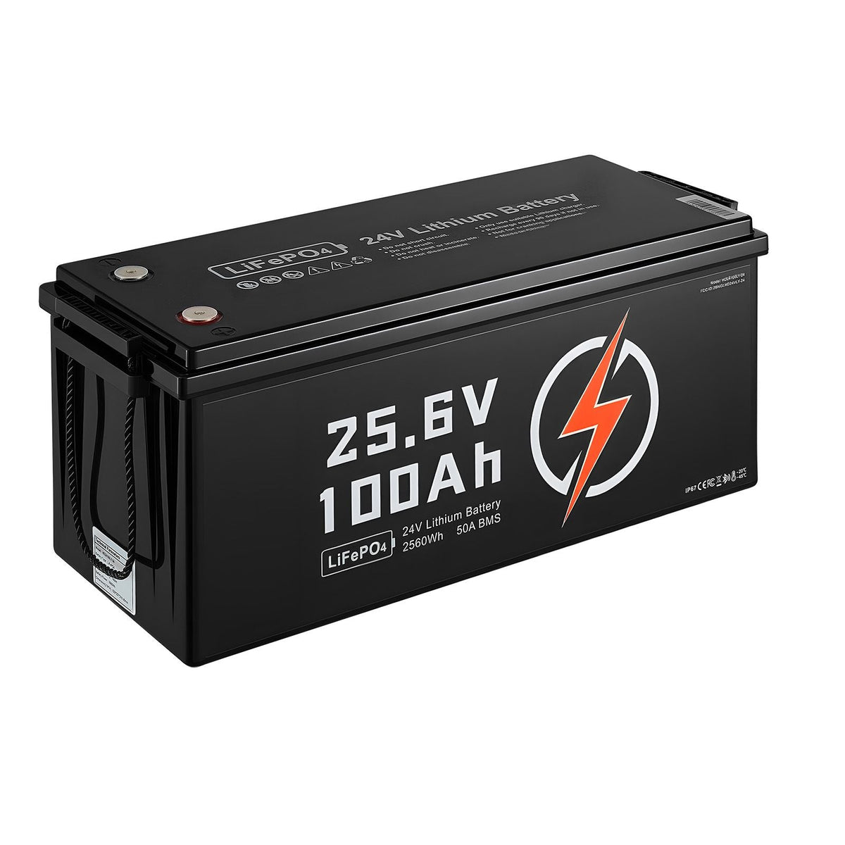24V 100Ah LiFePO4 Lithium Battery, Bluetooth, Deep Cycle Lithium Rechargeable Battery, Built-in 50A BMS, Low Temp Protection, 4000+ Cycles, Max. 2560Wh, for RV, Camper, Trolling Motors, Marine