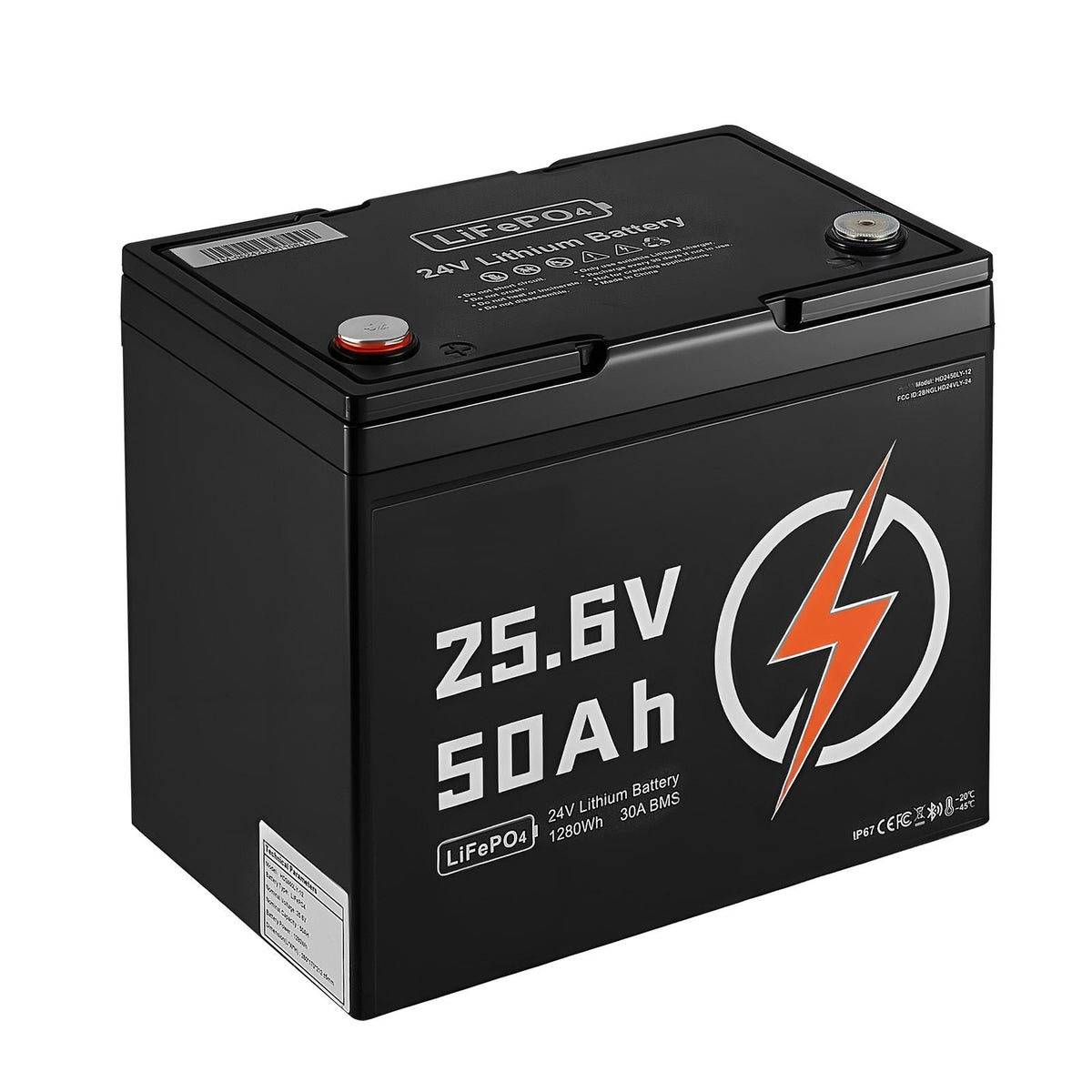 24V 50Ah LiFePO4 Lithium Battery, Bluetooth, Deep Cycle Lithium Rechargeable Battery, Built-in 30A BMS, Low Temp Protection, 4000+ Cycles, Max. 1280Wh, for RV, Camper, Trolling Motors, Marine