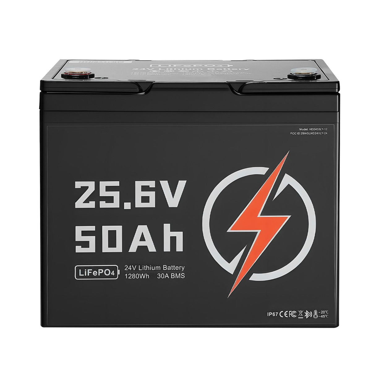 24V 50Ah LiFePO4 Lithium Battery, Bluetooth, Deep Cycle Lithium Rechargeable Battery, Built-in 30A BMS, Low Temp Protection, 4000+ Cycles, Max. 1280Wh, for RV, Camper, Trolling Motors, Marine