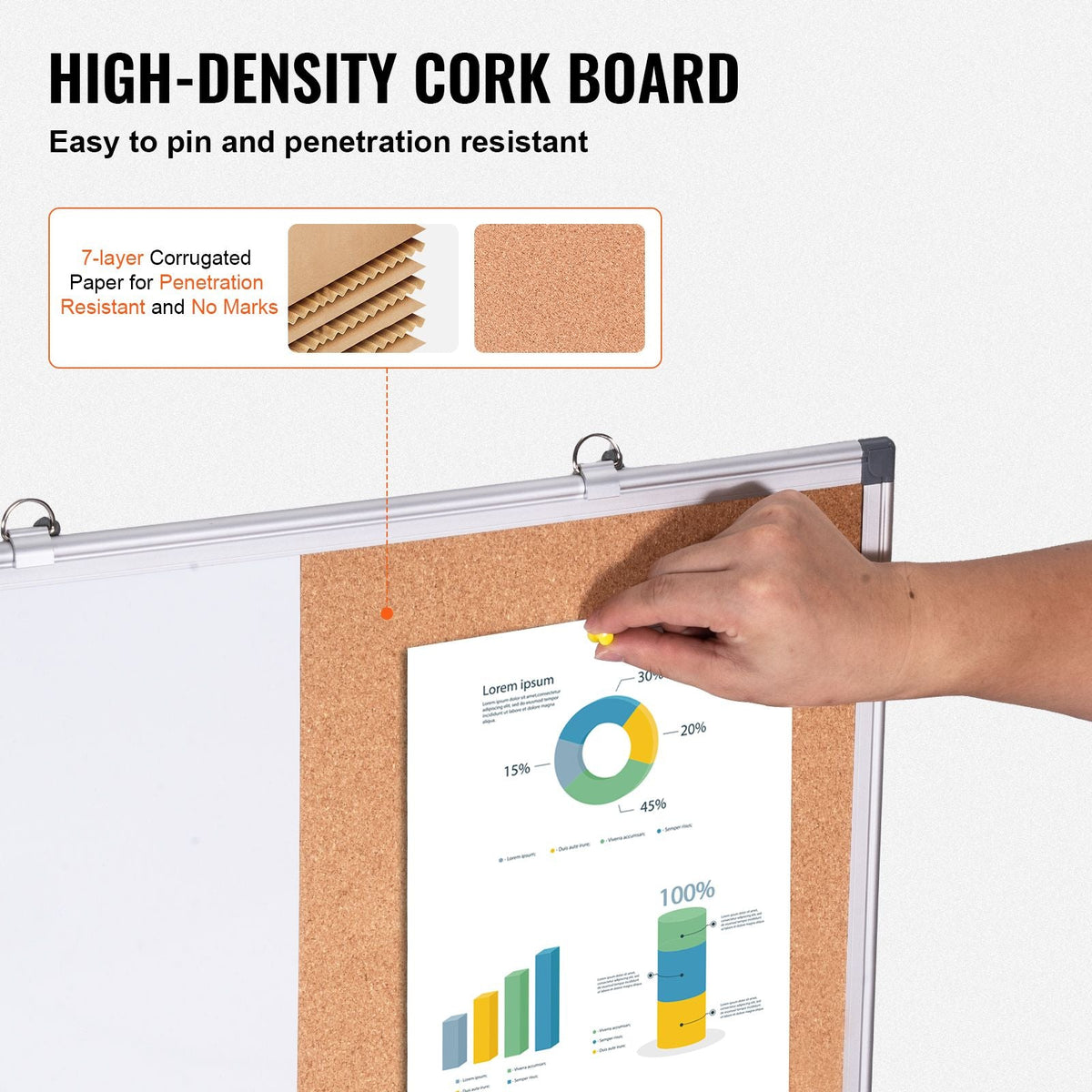 24"x18" Whiteboard & Cork Board Combo with Aluminum Frame – 2-in-1 Magnetic Dry Erase Bulletin Board for Wall Mount – Ideal for School, Home, Office
